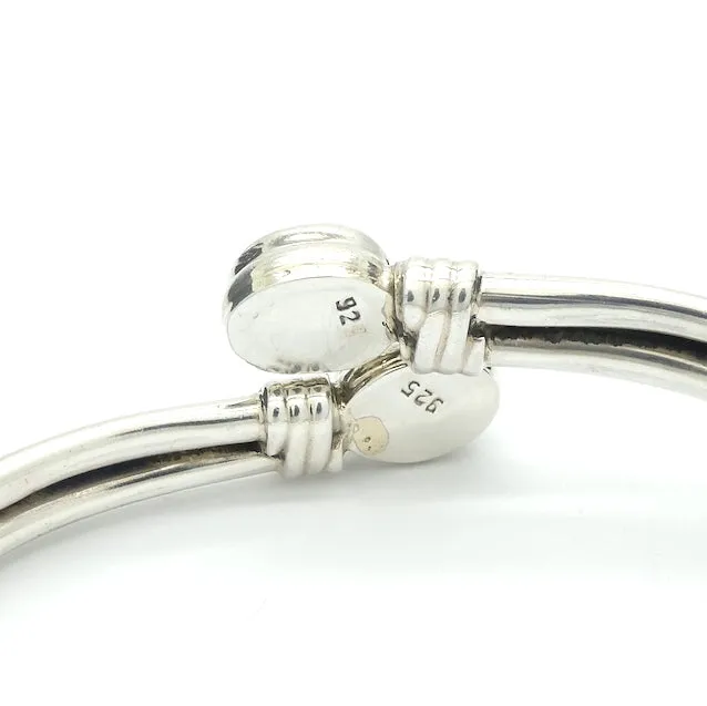 Garnet Gemstone Cuff Bracelet Bangle, 925 Sterling Silver