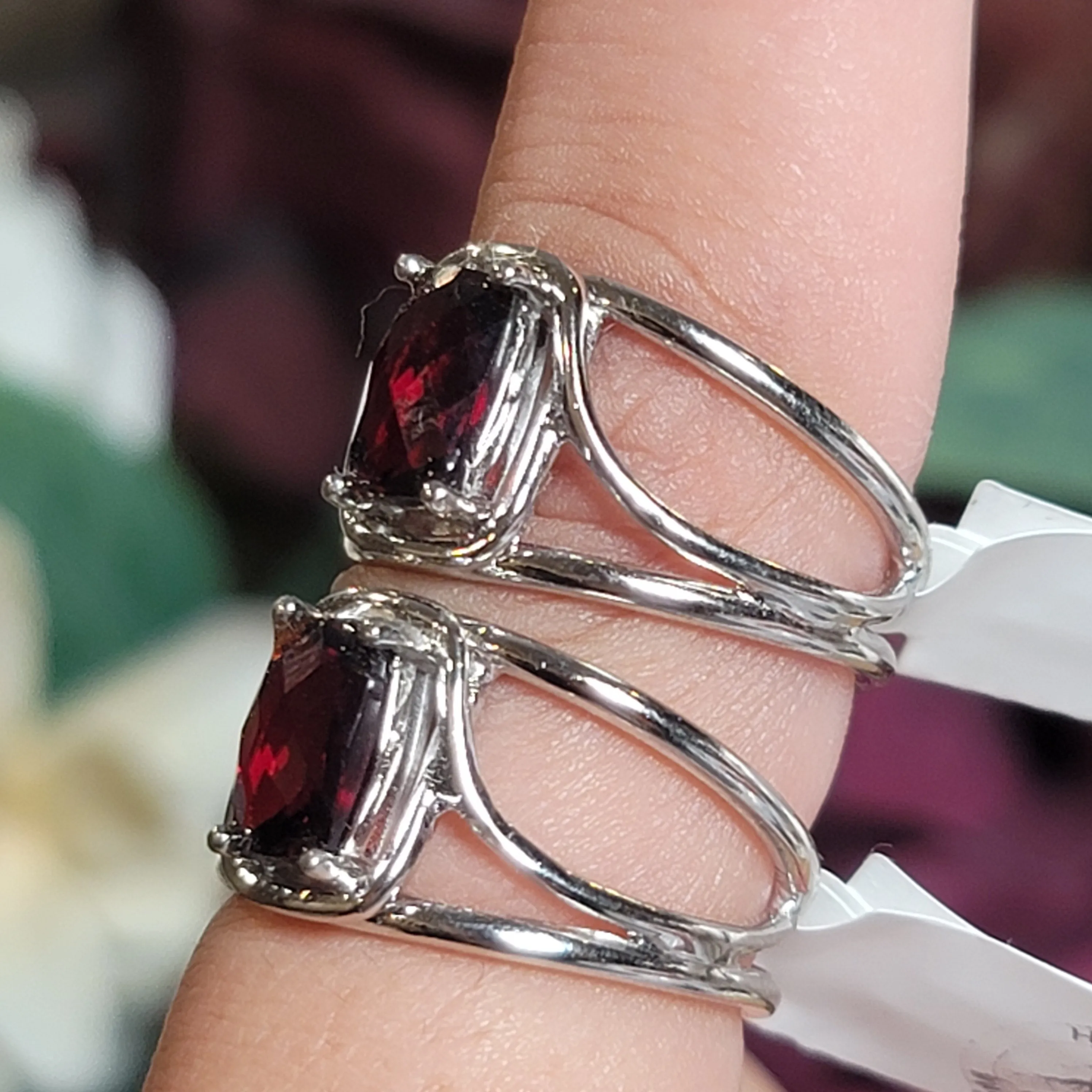 Garnet Midi Cuff Ring .925 Silver for Abundance, Good Luck and Positivity