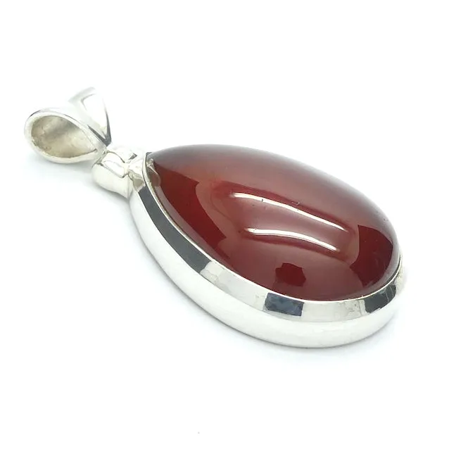 Garnet Pendant, Orange Hessonite, Teardrop Cabochon, 925 Silver g3