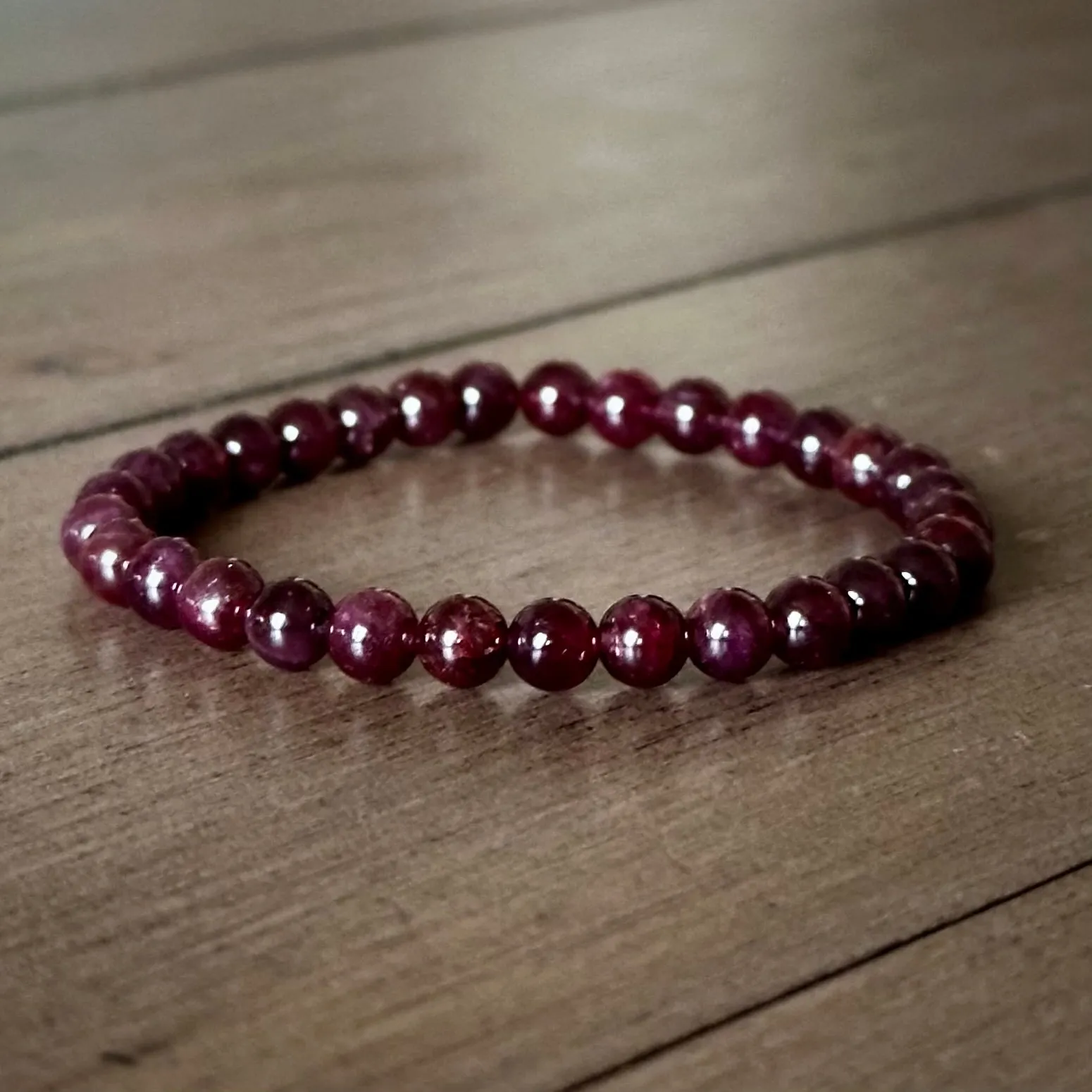 Garnet Single Stone Stretchy Stacker