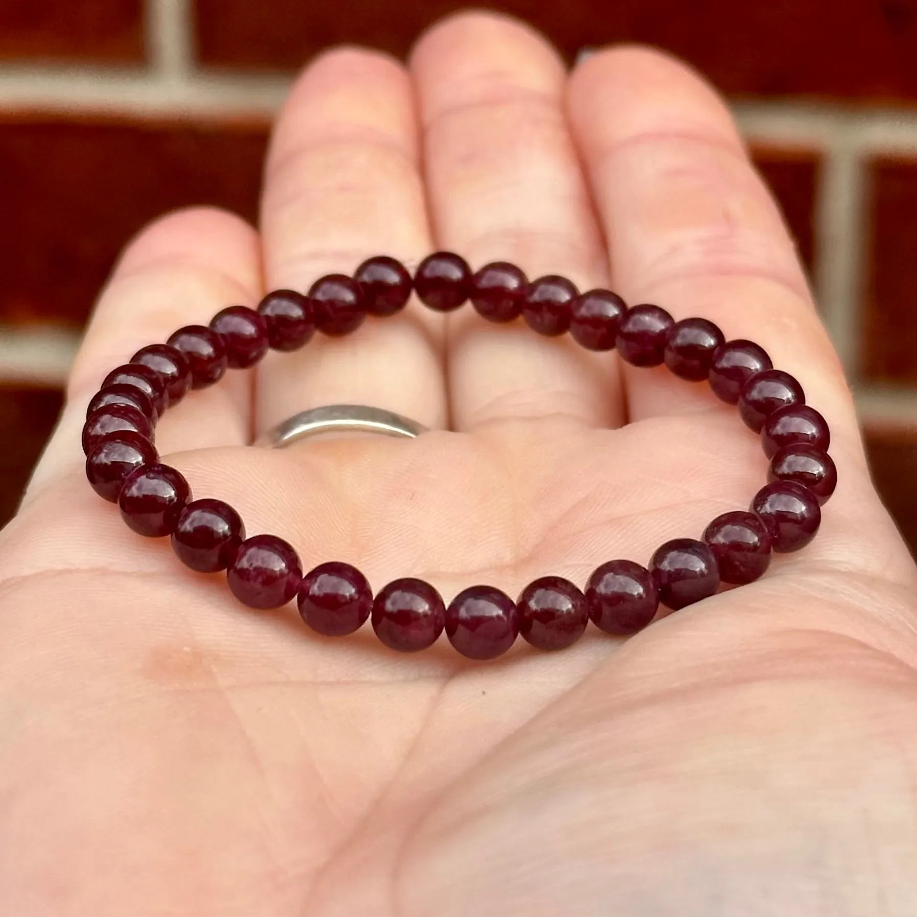 Garnet Single Stone Stretchy Stacker