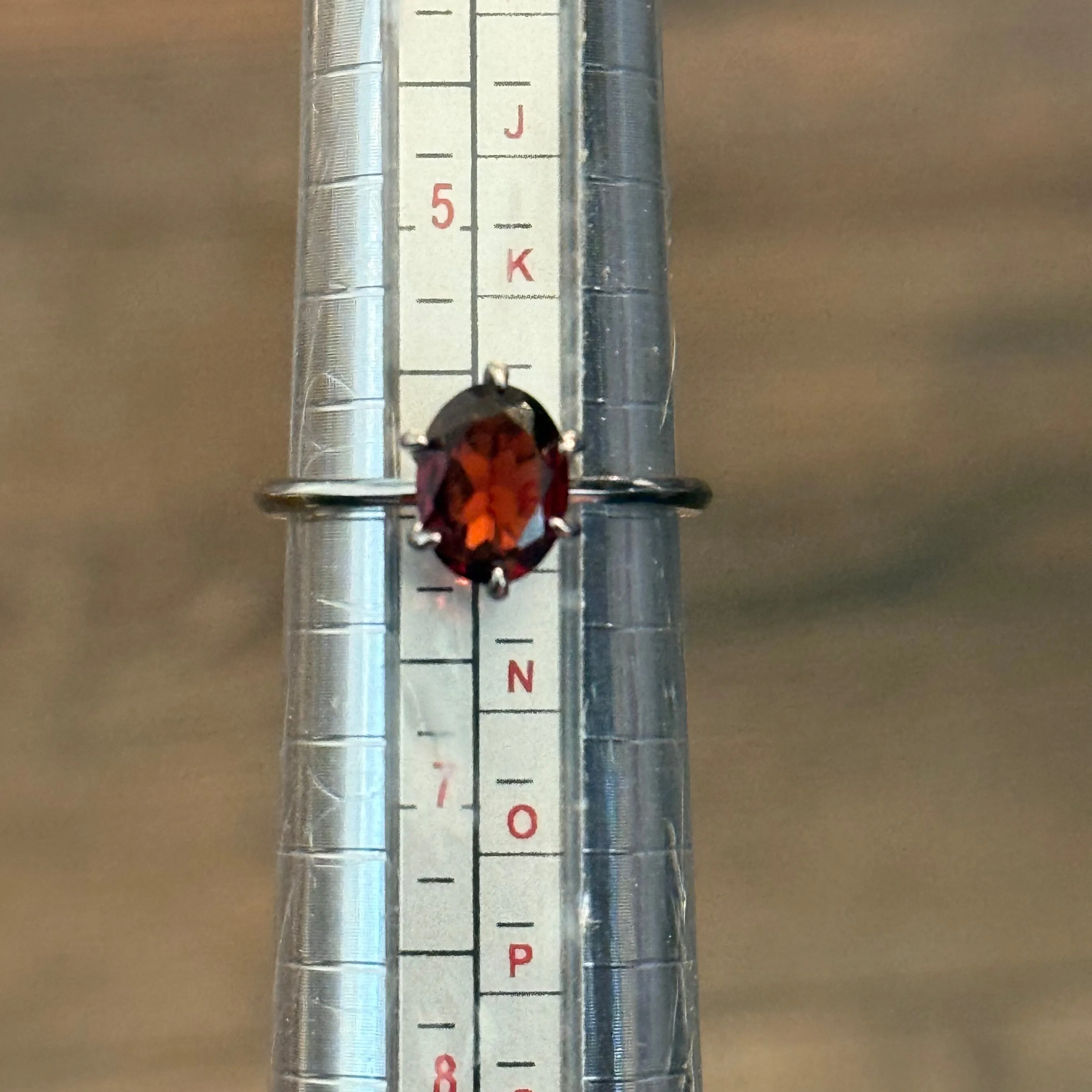 Genuine Oval Garnet Simple Sterling Silver Ring Size 6