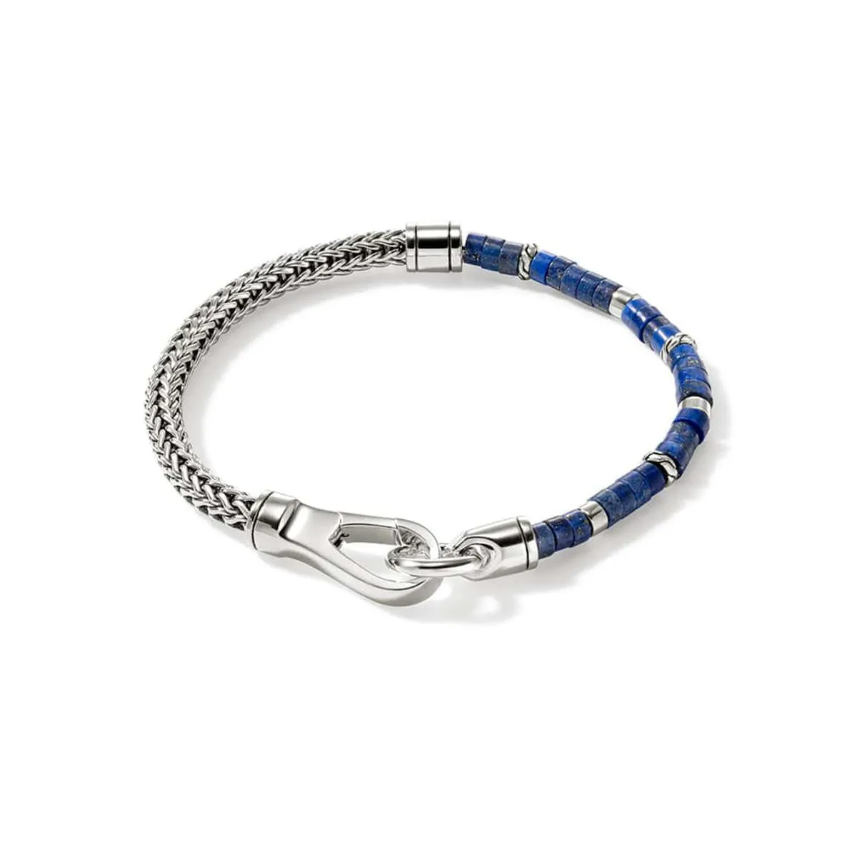 Heishi Lapis Lazuli Chain Bracelet, Silver - BUS9012521LPZ