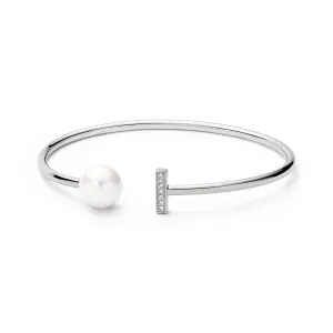 Ikecho Freshwater Pearl Cubic Zirconia Bar Bangle