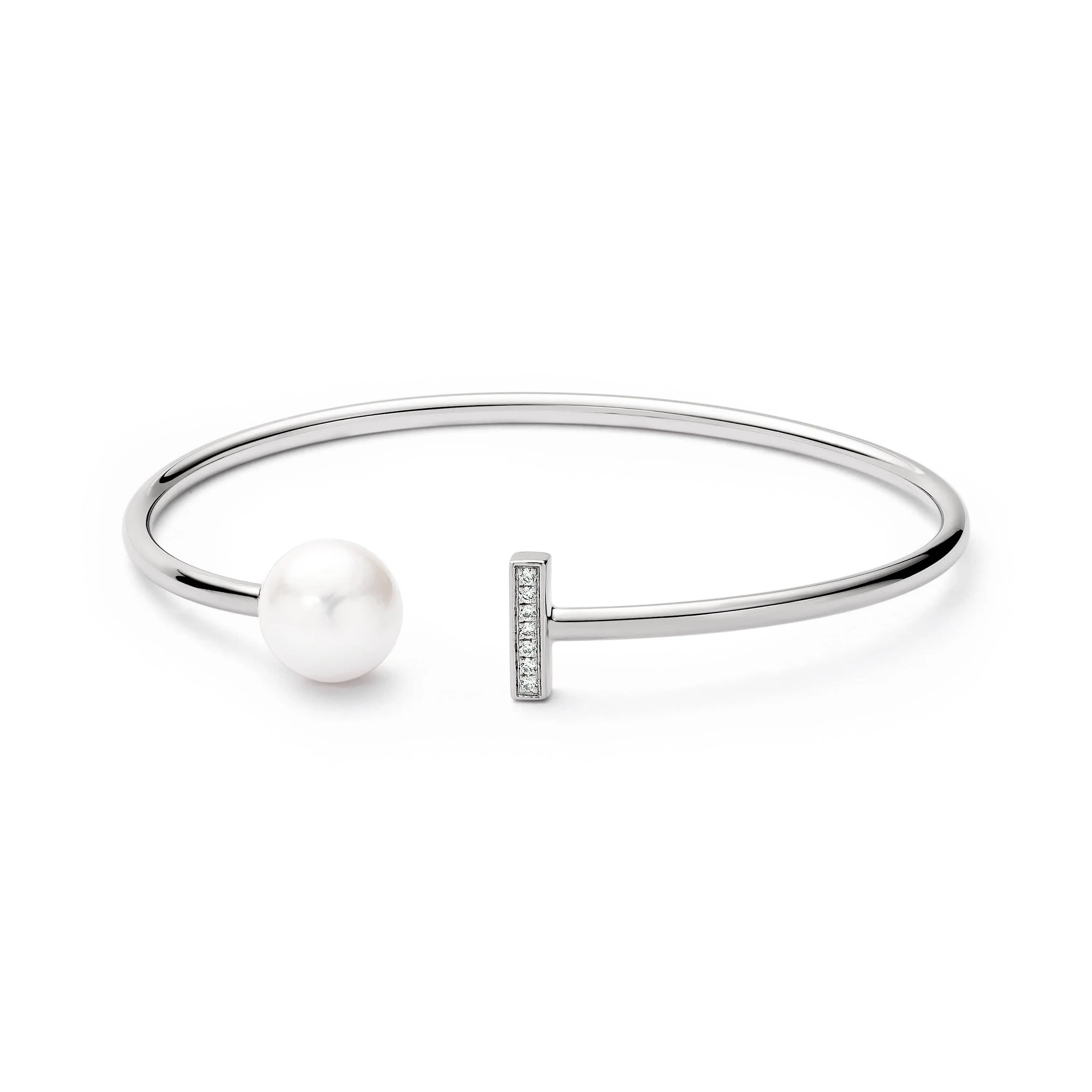 Ikecho Freshwater Pearl Cubic Zirconia Bar Bangle