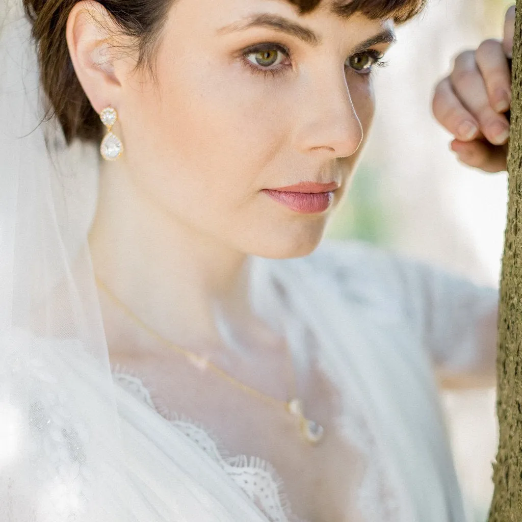 Jodie, Crystal & Gold Teardrop Earrings