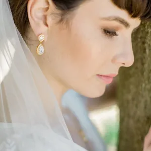 Jodie, Crystal & Gold Teardrop Earrings