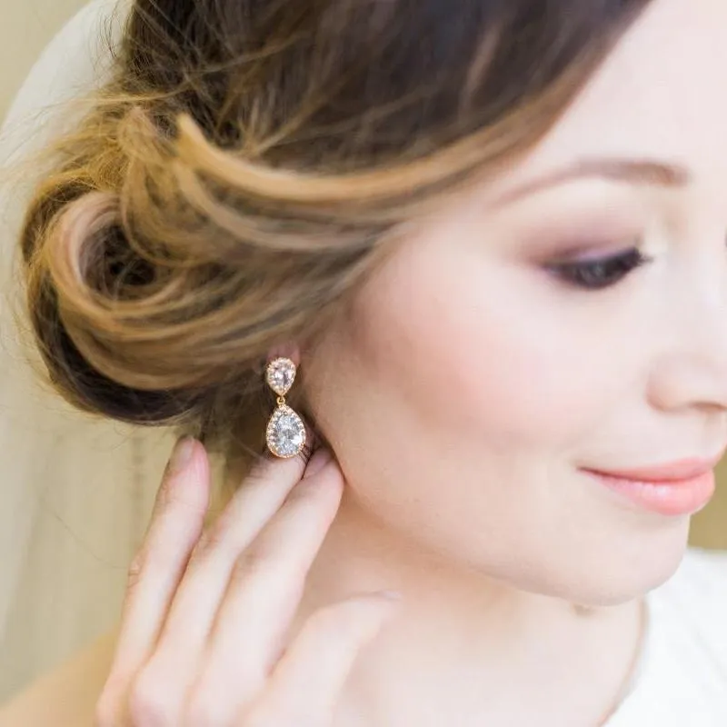 Jodie, Crystal & Gold Teardrop Earrings
