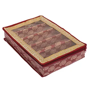 Kuber Industries Brocade Hardboard 5 Rod Bangle Box (Maroon)