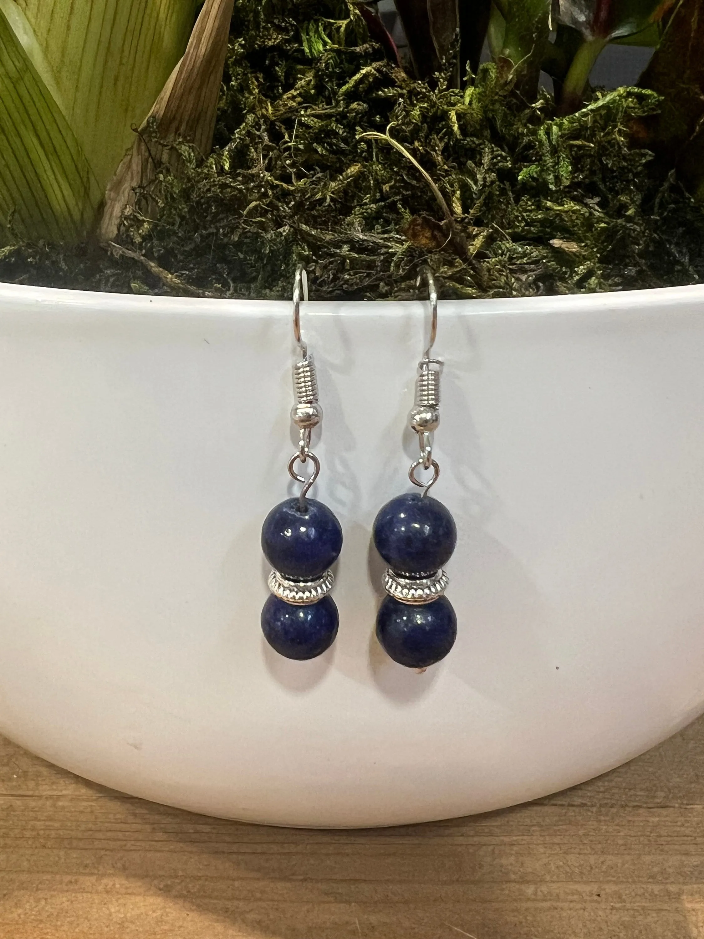 Lapis Lazuli beads Beaded Necklace, Earrings and Bracelet.