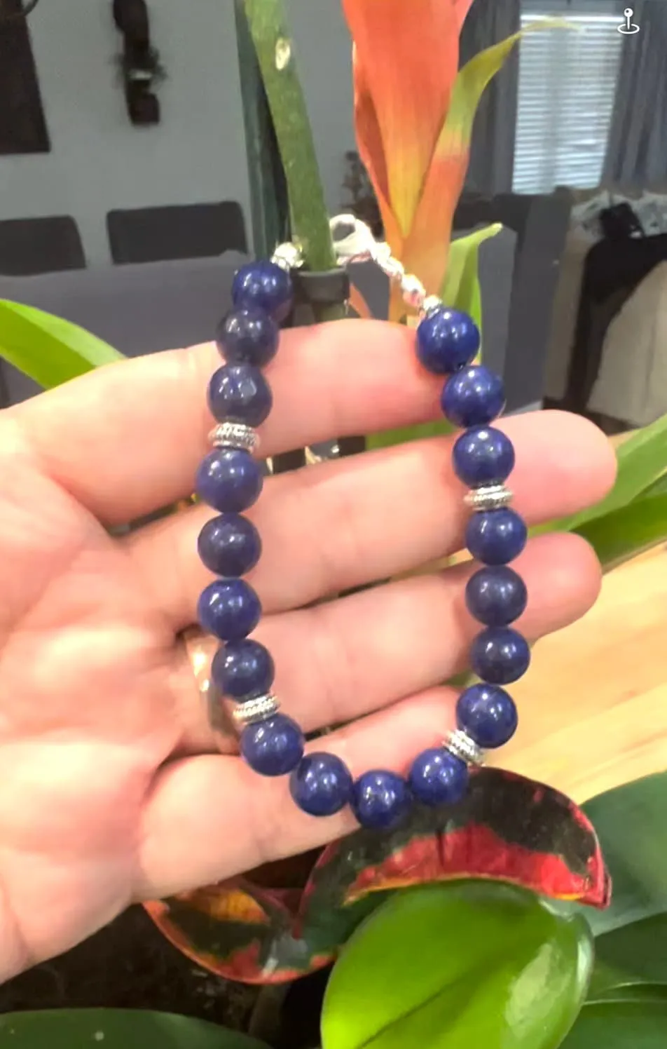 Lapis Lazuli beads Beaded Necklace, Earrings and Bracelet.