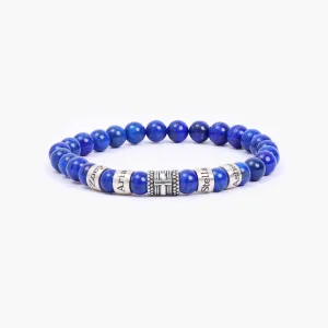 Lapis Lazuli Bracelet with Custom Names and Cross