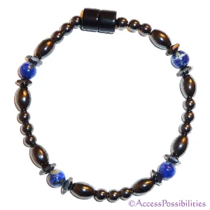 Lapis Lazuli Hex And Rice Magnetite Magnetic Anklet