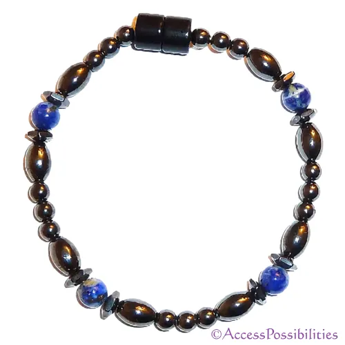 Lapis Lazuli Hex And Rice Magnetite Magnetic Bracelet