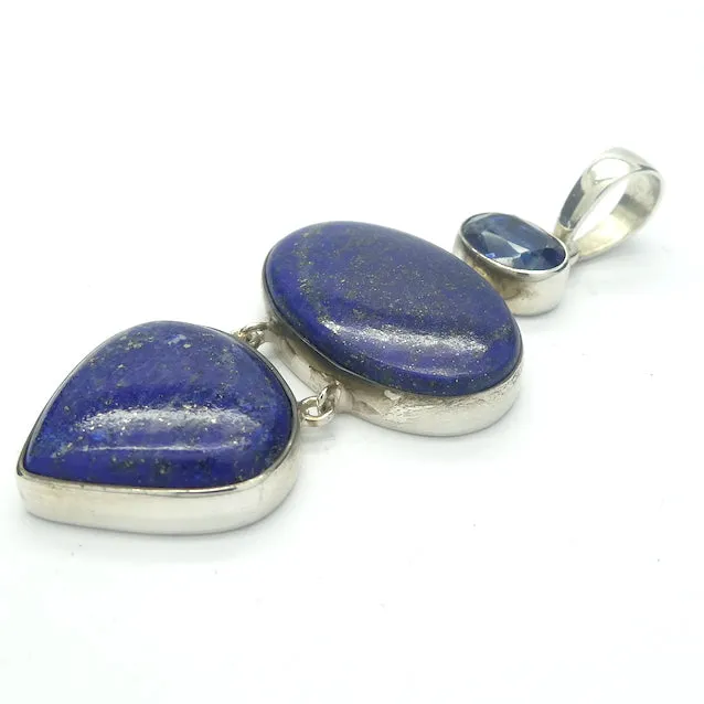 Lapis Lazuli Pendant with faceted Blue Kyanite, 925 Silver s1