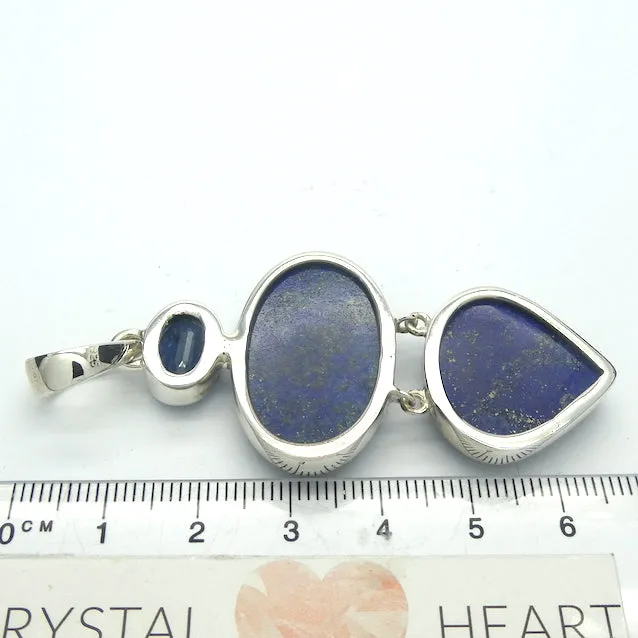 Lapis Lazuli Pendant with faceted Blue Kyanite, 925 Silver s1