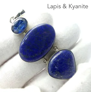 Lapis Lazuli Pendant with faceted Blue Kyanite, 925 Silver s1
