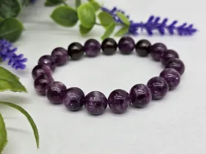 Lepidolite with Garnet AAA Grade 10mm beads bracelet 