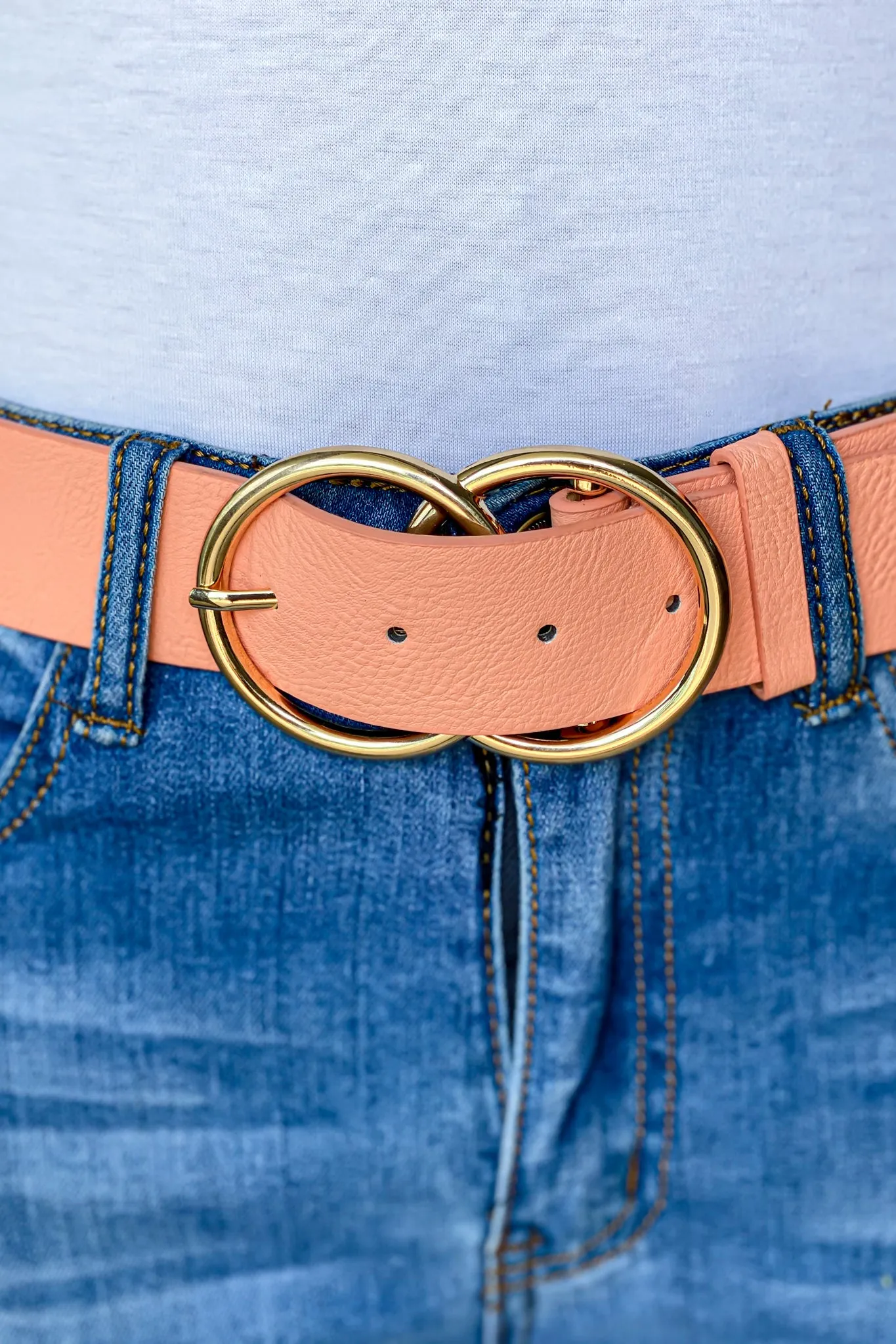 Light Coral Belt with Gold Buckle