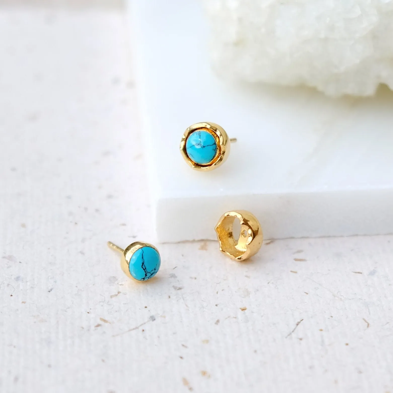 Maya Stud Earrings - Gold Turquoise