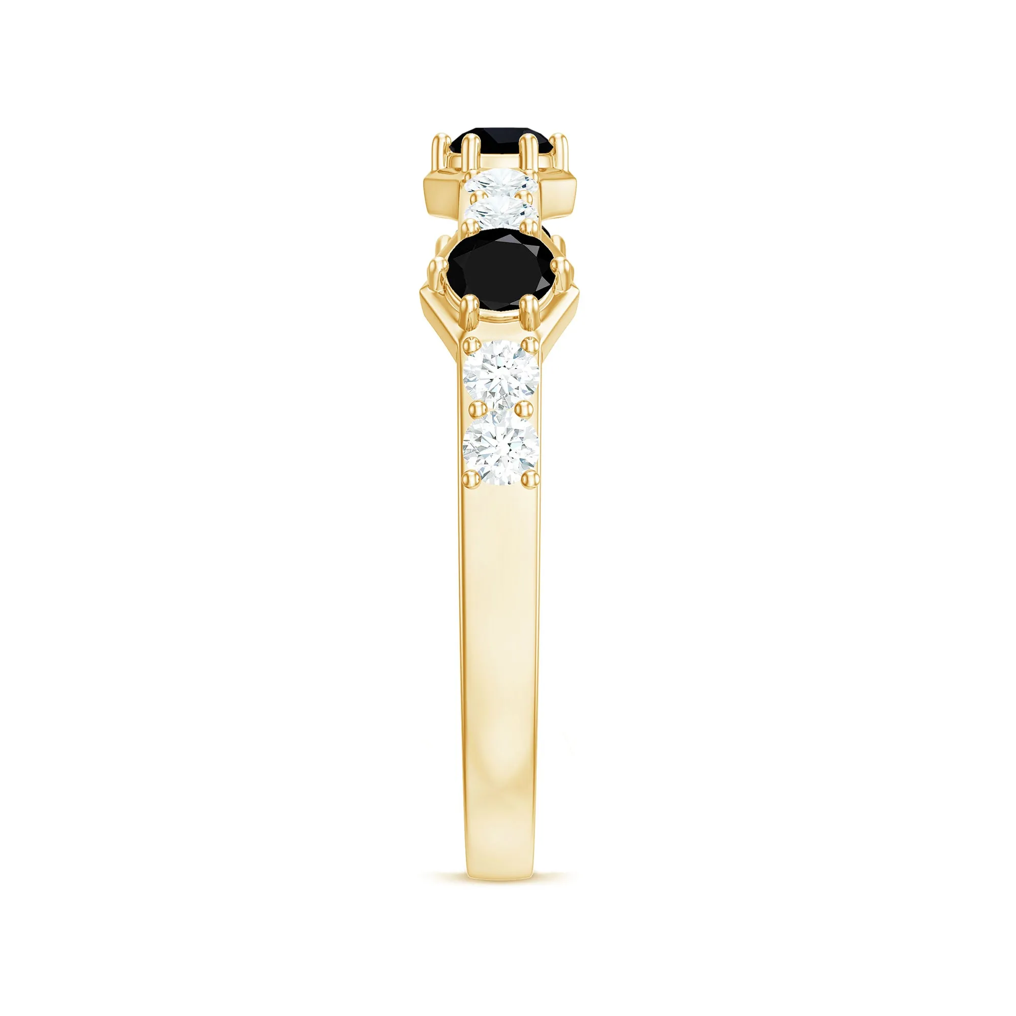 Minimal Half Eternity Ring with Black Onyx and Diamond