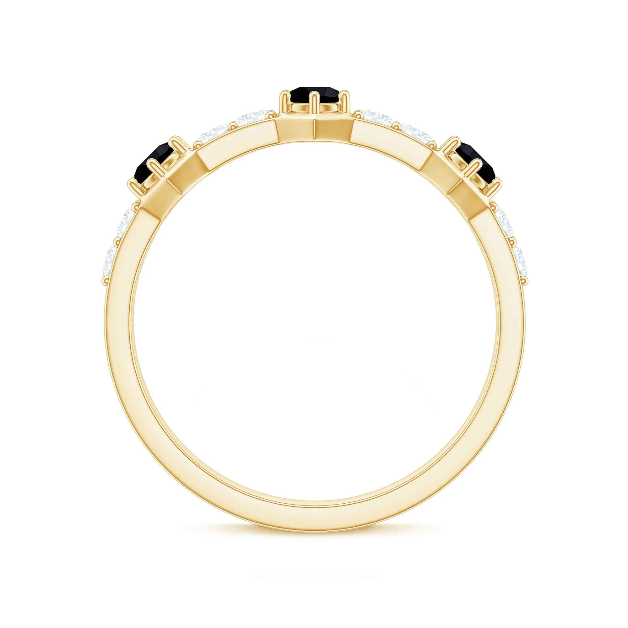 Minimal Half Eternity Ring with Black Onyx and Diamond