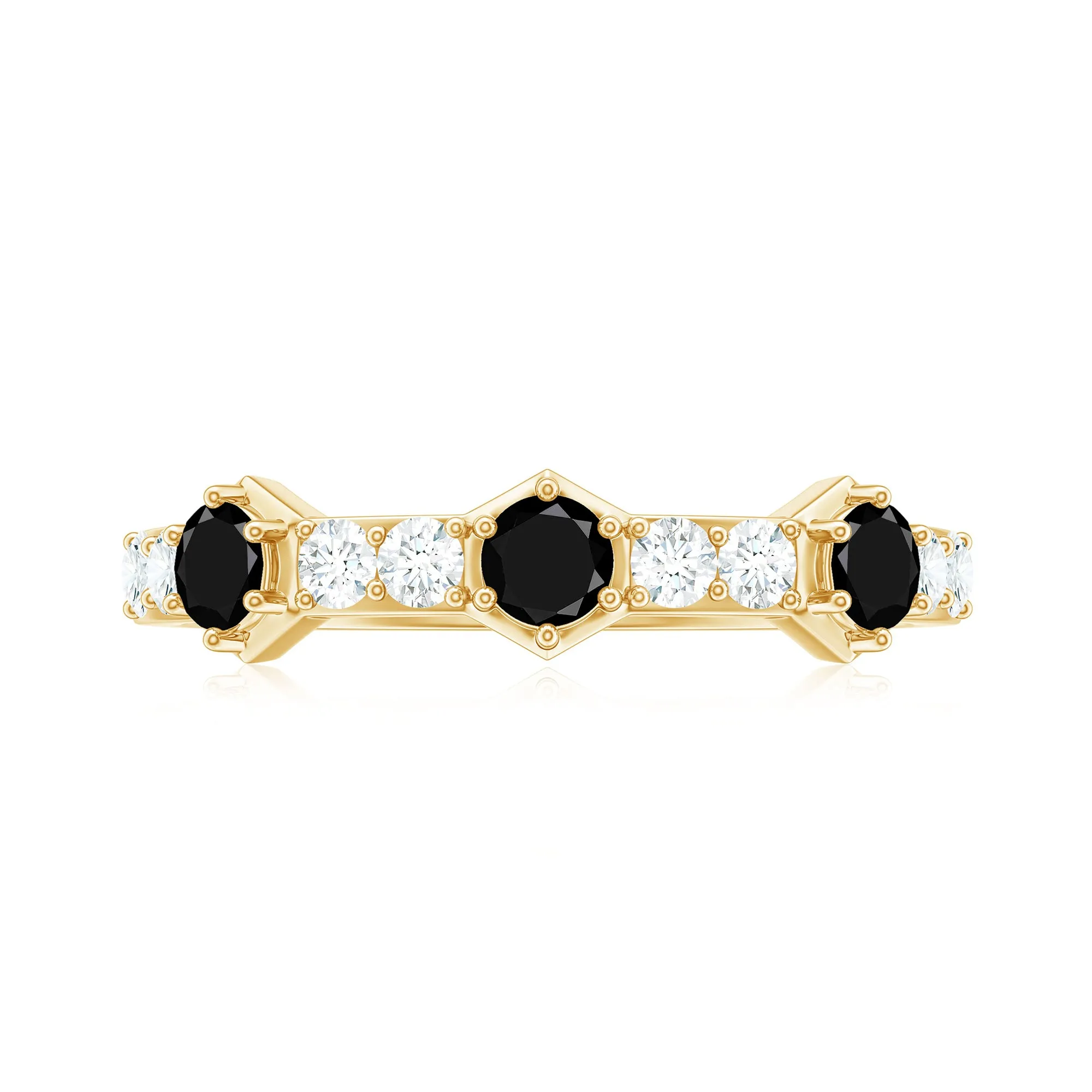 Minimal Half Eternity Ring with Black Onyx and Diamond