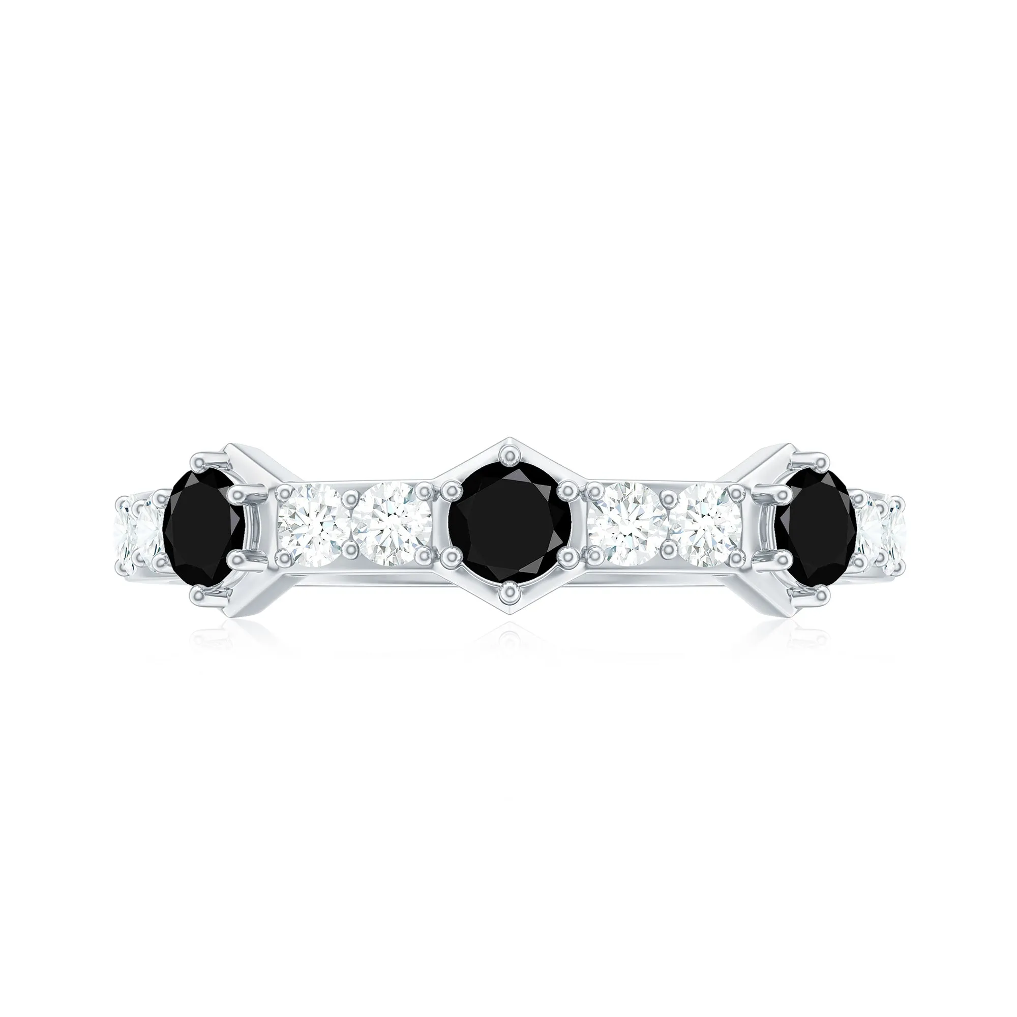 Minimal Half Eternity Ring with Black Onyx and Diamond