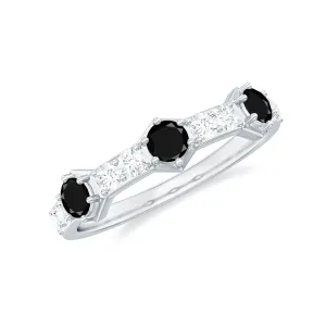 Minimal Half Eternity Ring with Black Onyx and Diamond
