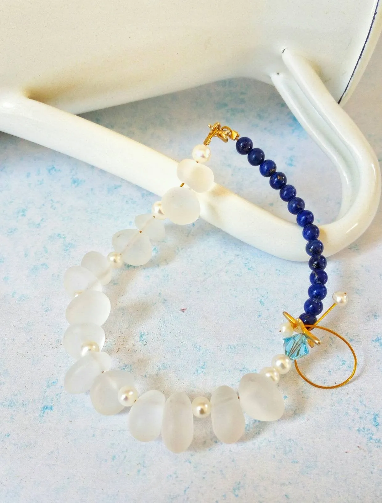 Moonstone And Lapis Lazuli Bracelet, Celestial Gemstone Bracelet