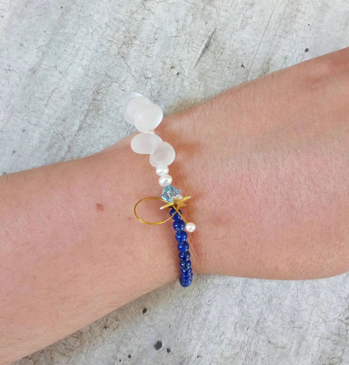 Moonstone And Lapis Lazuli Bracelet, Celestial Gemstone Bracelet