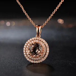 Morganite Diamond Real 14k Rose Gold Necklace