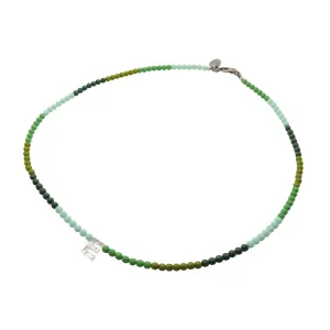 Mother of Pearl Shell Alphabet Letter Charm Ombre Czech Glass Bead Necklace