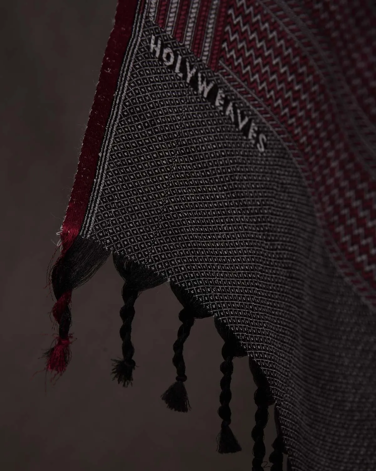 Muted Garnet Paisley Satin Tanchoi Handwoven Silk Wool Unisex Dress Shawl