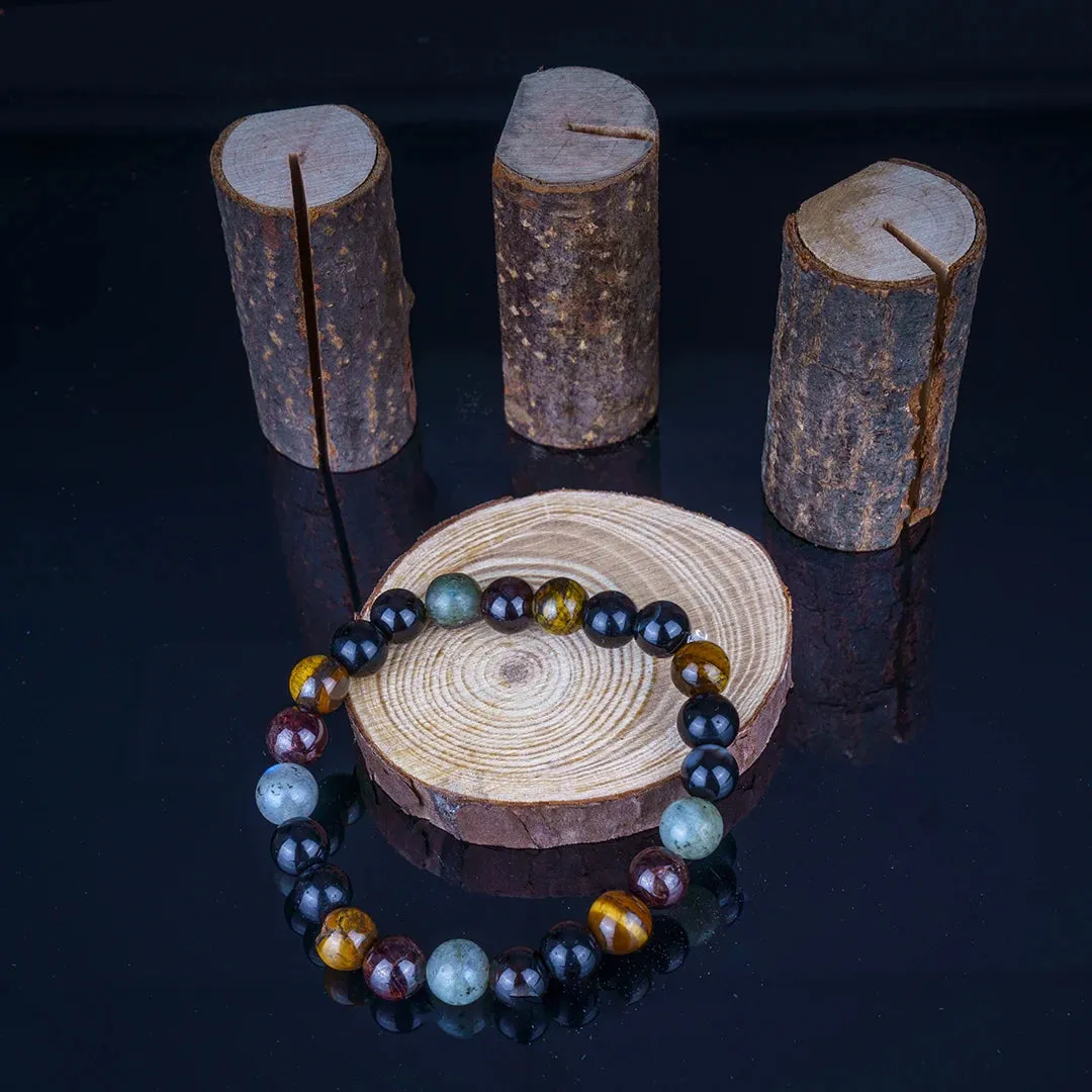Numerology Number 4 Bracelet | Tiger’s Eye, Black Tourmaline, Hakik, Labradorite & Garnet Crystals for Stability & Strength