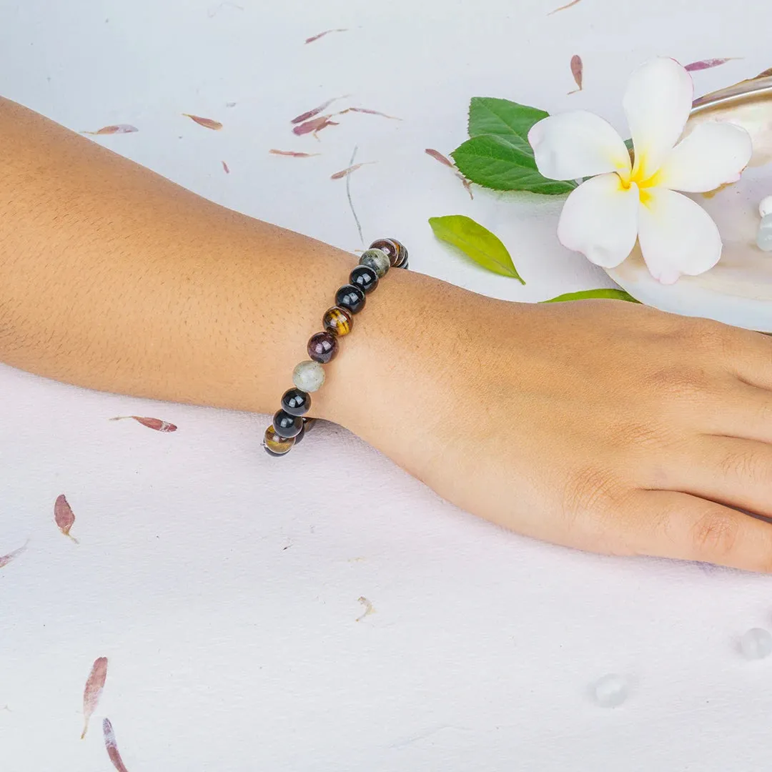 Numerology Number 4 Bracelet | Tiger’s Eye, Black Tourmaline, Hakik, Labradorite & Garnet Crystals for Stability & Strength