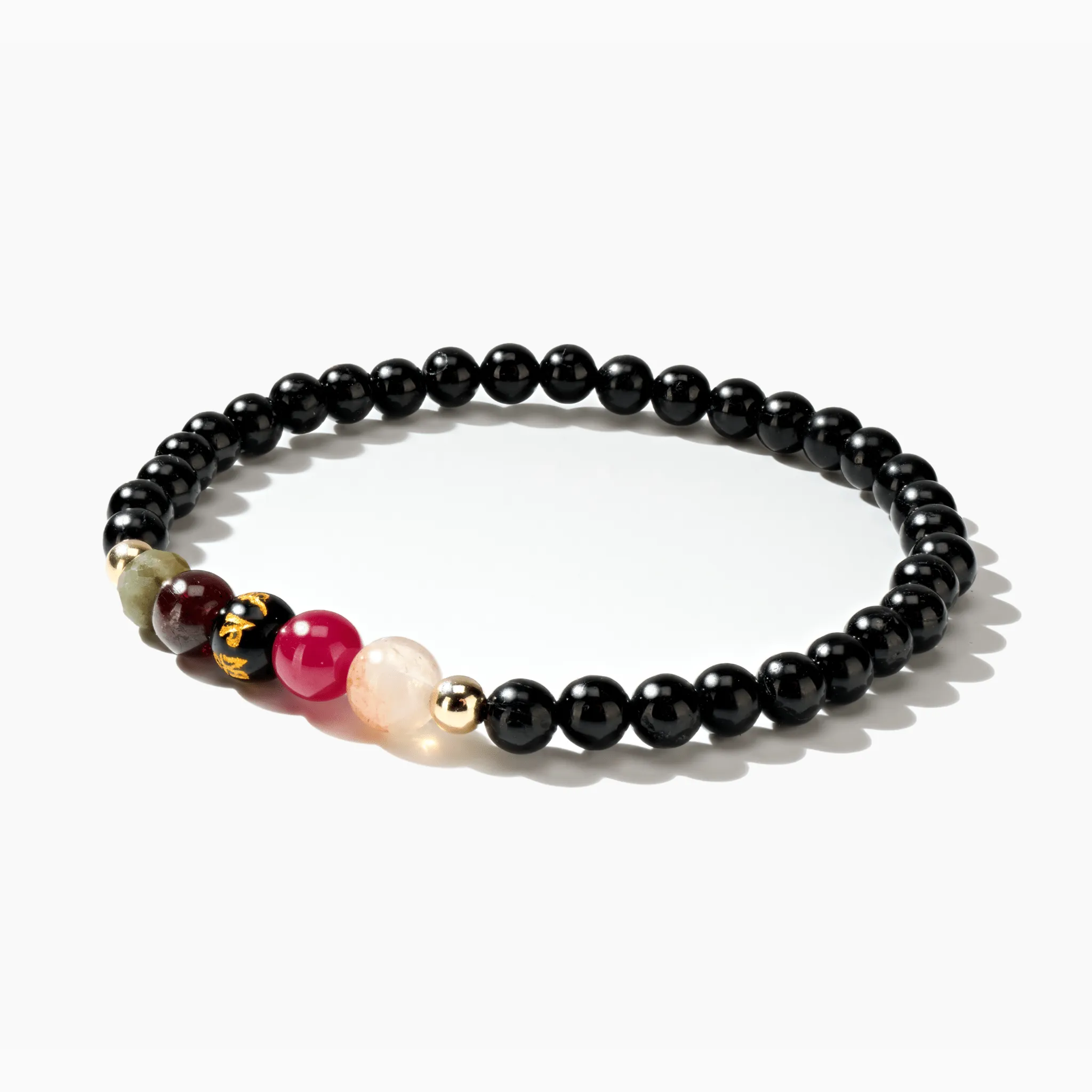 Obsidian Mega Protection Lucky 7 Gemstone Bracelet With REAL Gold
