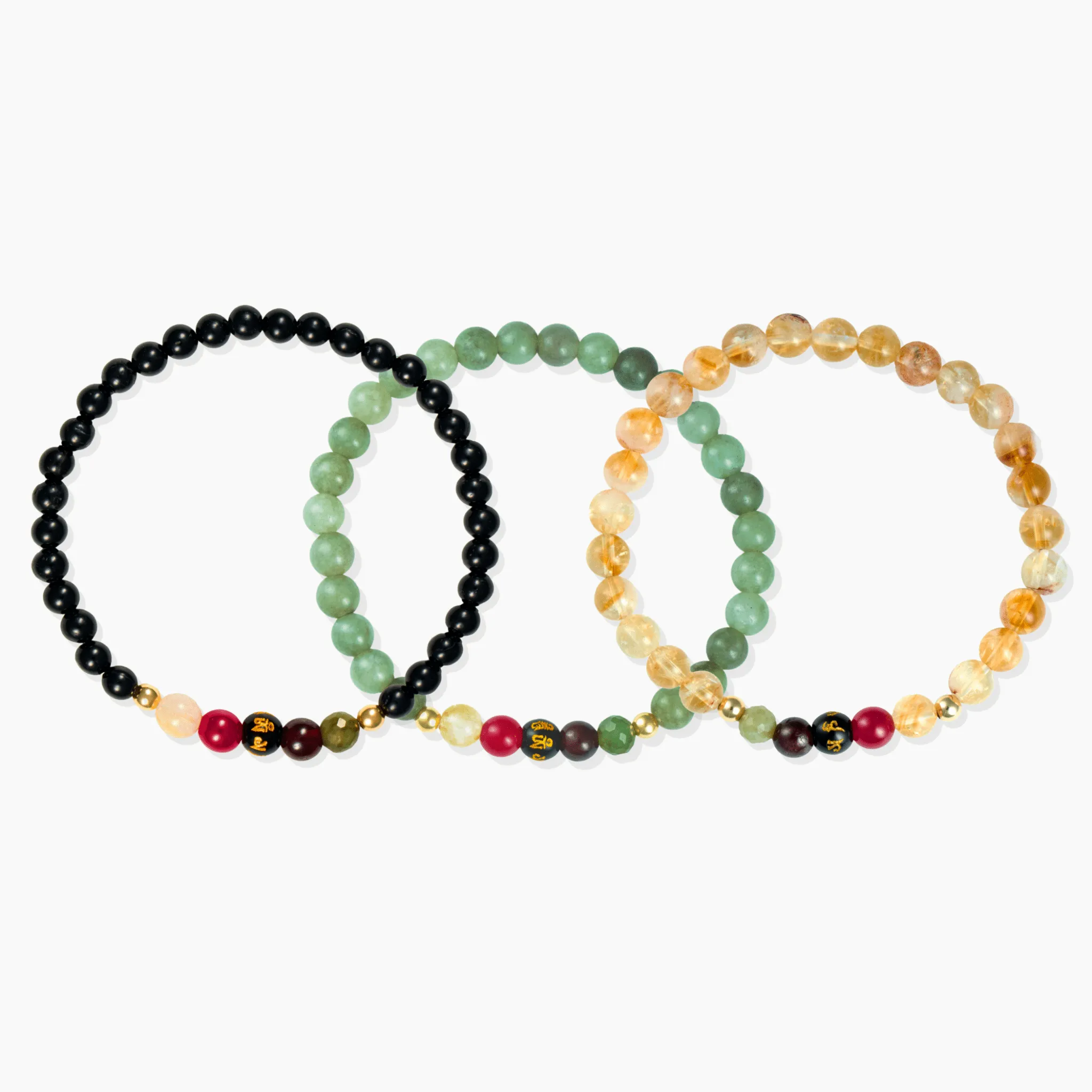 Obsidian Mega Protection Lucky 7 Gemstone Bracelet With REAL Gold