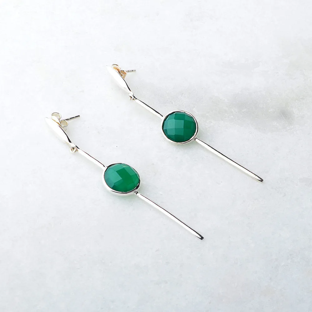 Odille, Green Onyx Earrings