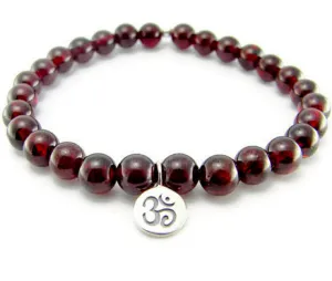 Om Bracelet | Garnet Gemstones | Love Harmony | Yoga Bracelet