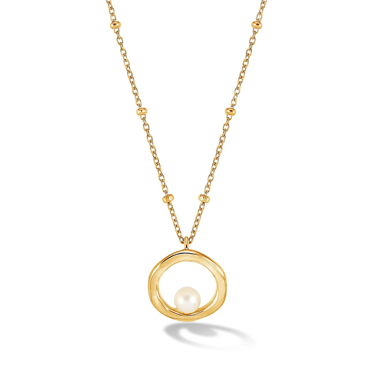 Open Circle & White Pearl Waterfall Pendant