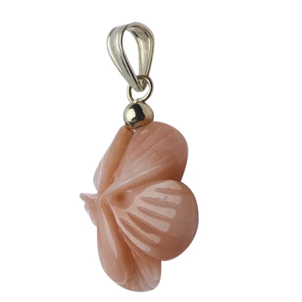 Pink Coral Plumeria Pendant