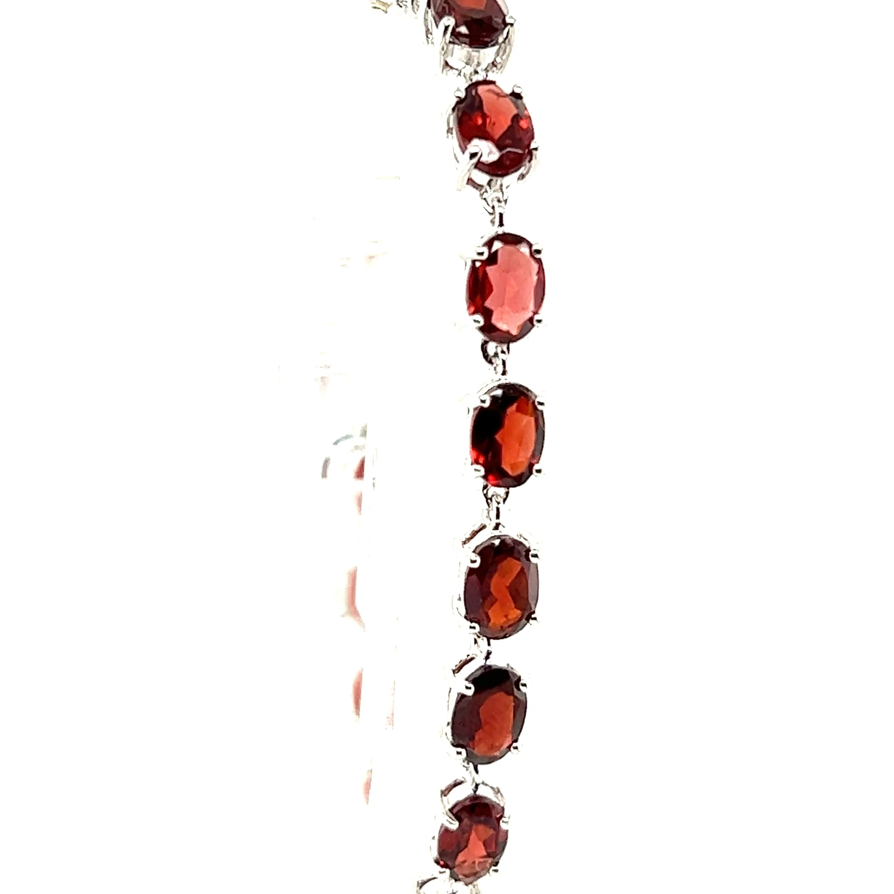 Pronged Garnet Bracelet With Rhodium Finish
