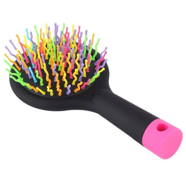 Rainbow Volume Anti-static Magic Detangler Hair Curl Straight Massage Comb Hair Brush Hair Care Styling Tools With Mirror