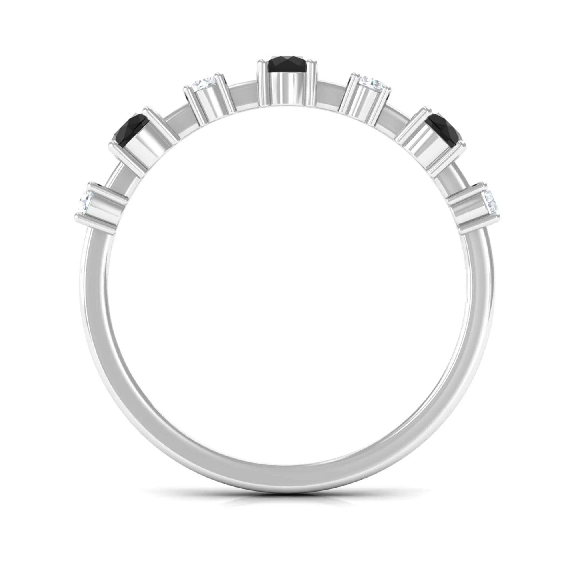 Real Black Onyx and Diamond Half Eternity Ring
