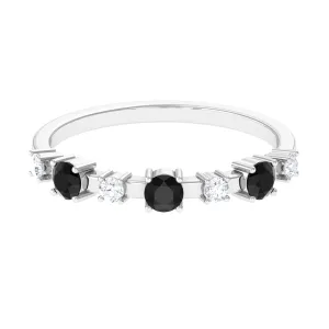 Real Black Onyx and Diamond Half Eternity Ring