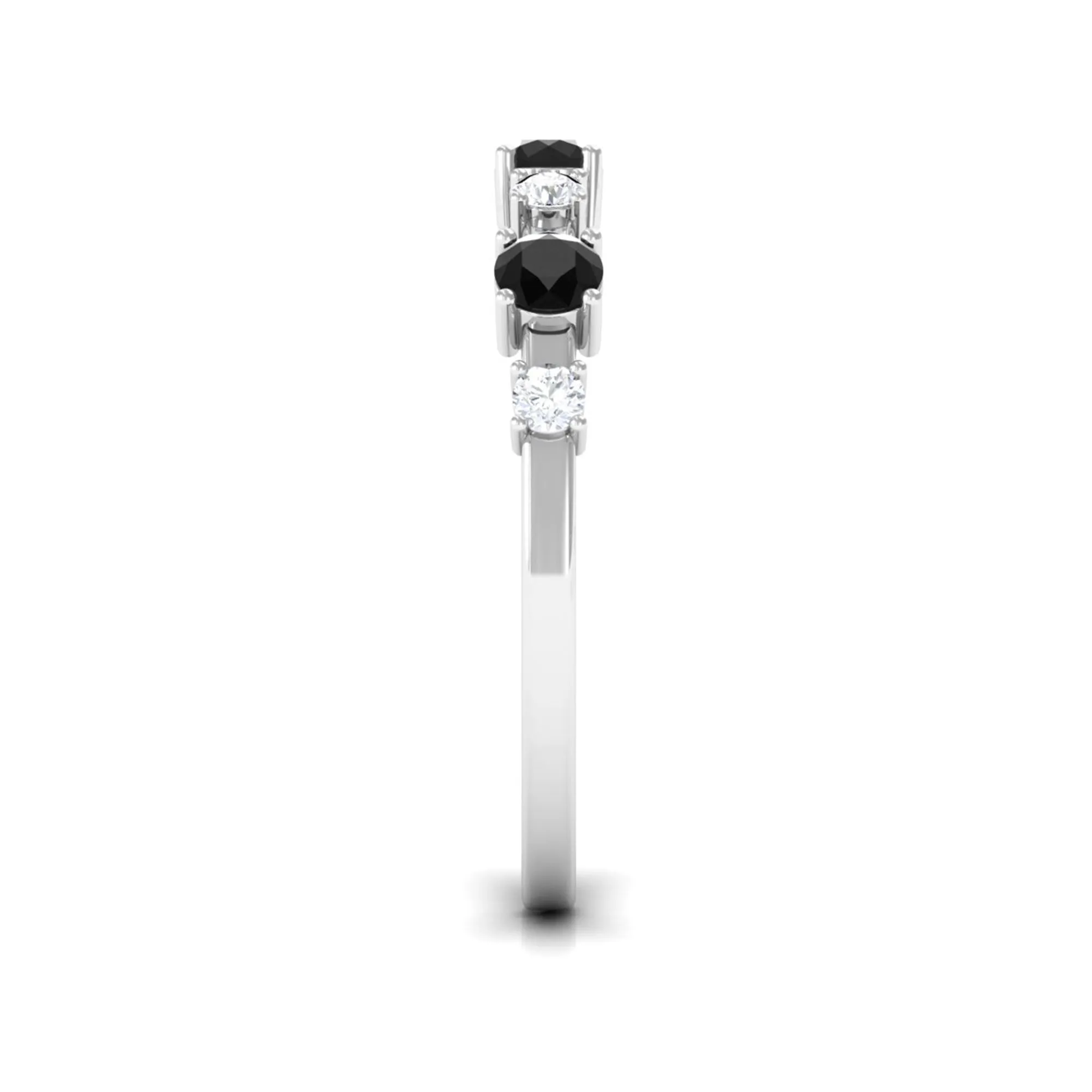 Real Black Onyx and Diamond Half Eternity Ring