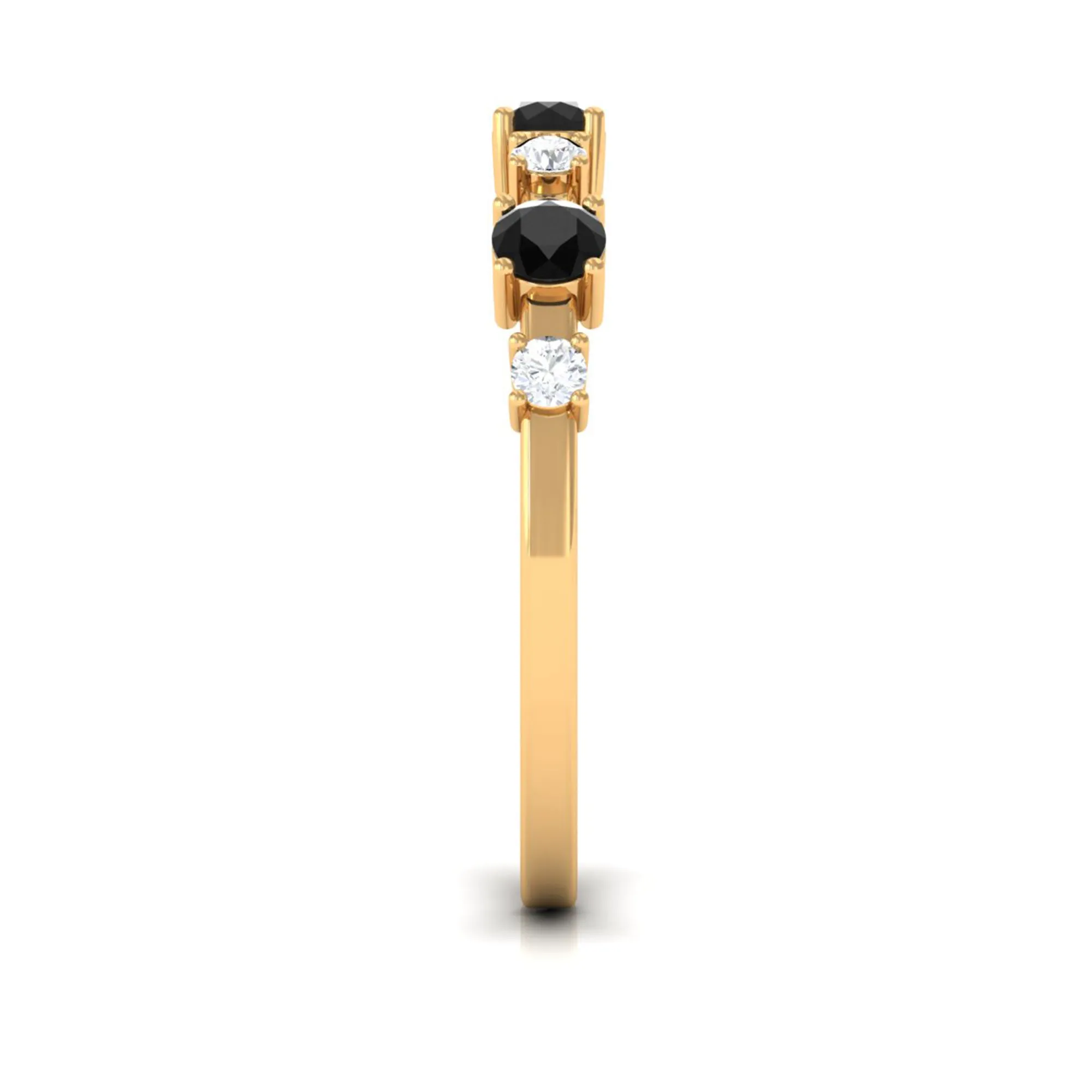 Real Black Onyx and Diamond Half Eternity Ring