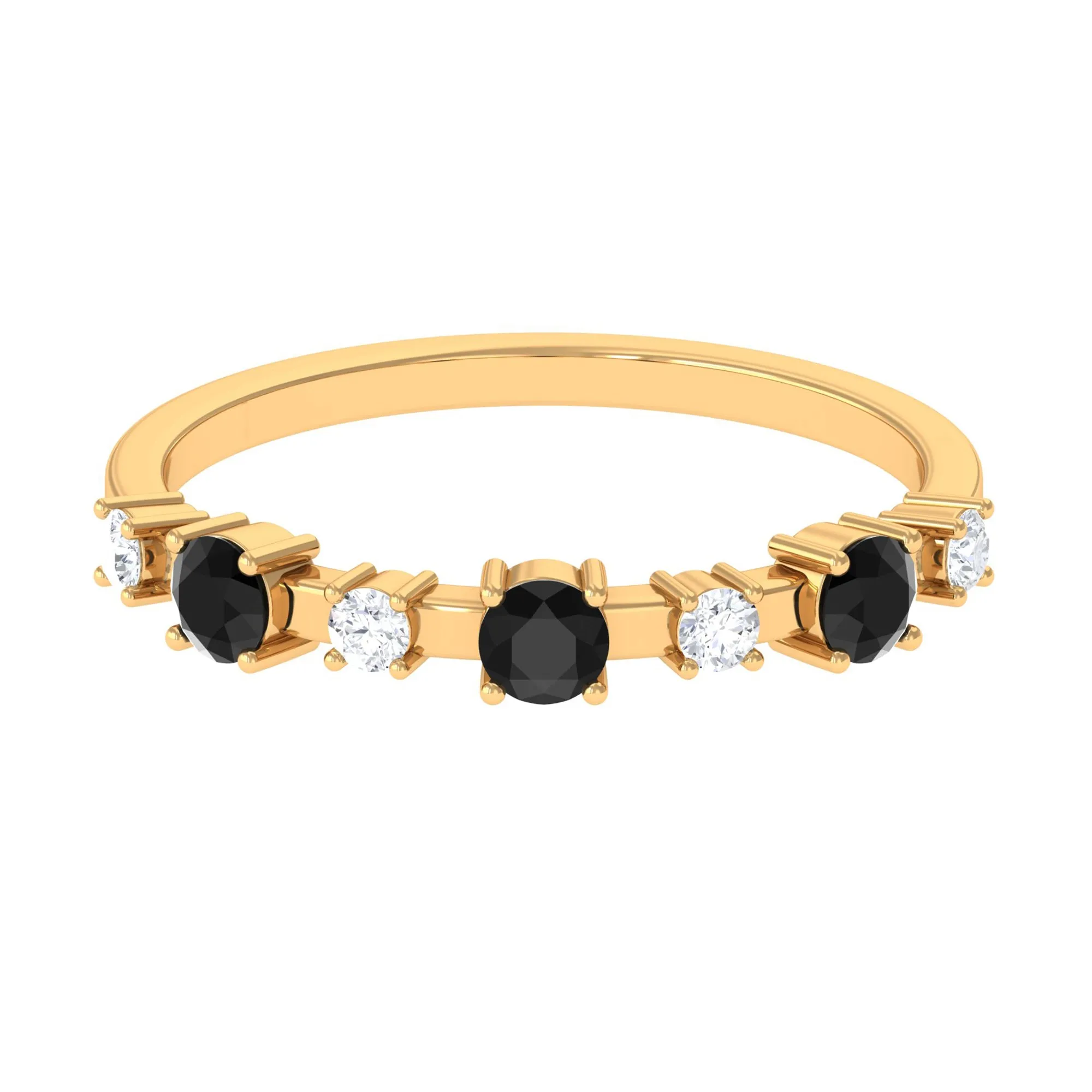 Real Black Onyx and Diamond Half Eternity Ring