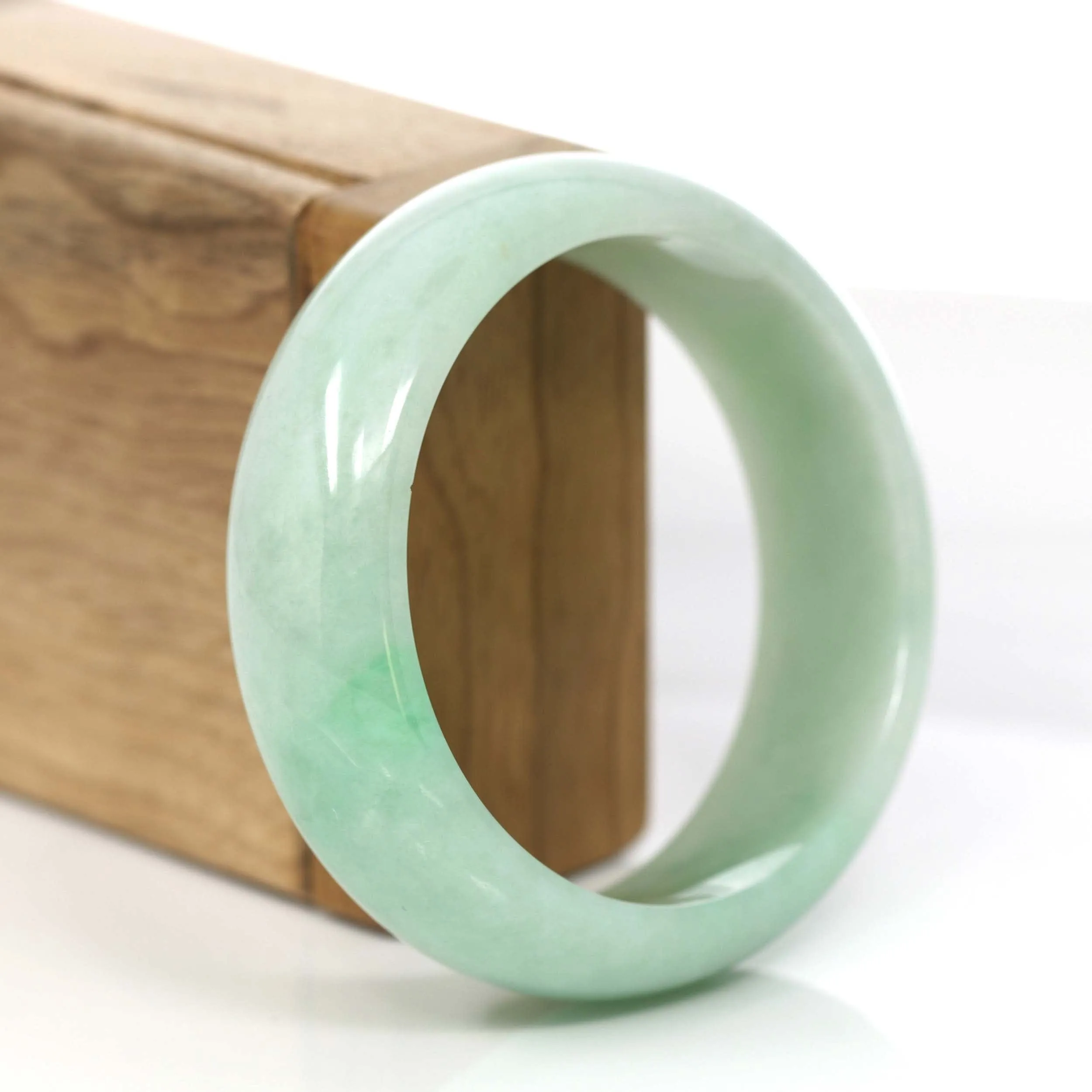 RealJade® Co. Classic Green Natural Jadeite Jade Wider Bangle Bracelet (57.8 mm) #785